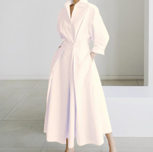 Esther - Elegant Cotton Shirt Dress – Timeless Sophistication for Spring