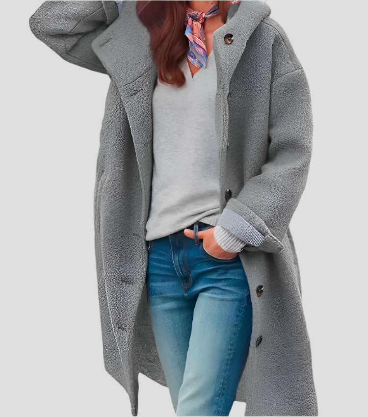 Women's Long Coats | Classic Buttoned Coat | Bellagio Moda